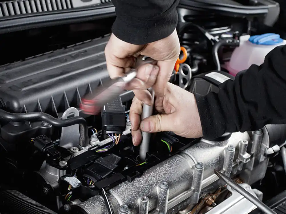 starter testing at auto repair shop